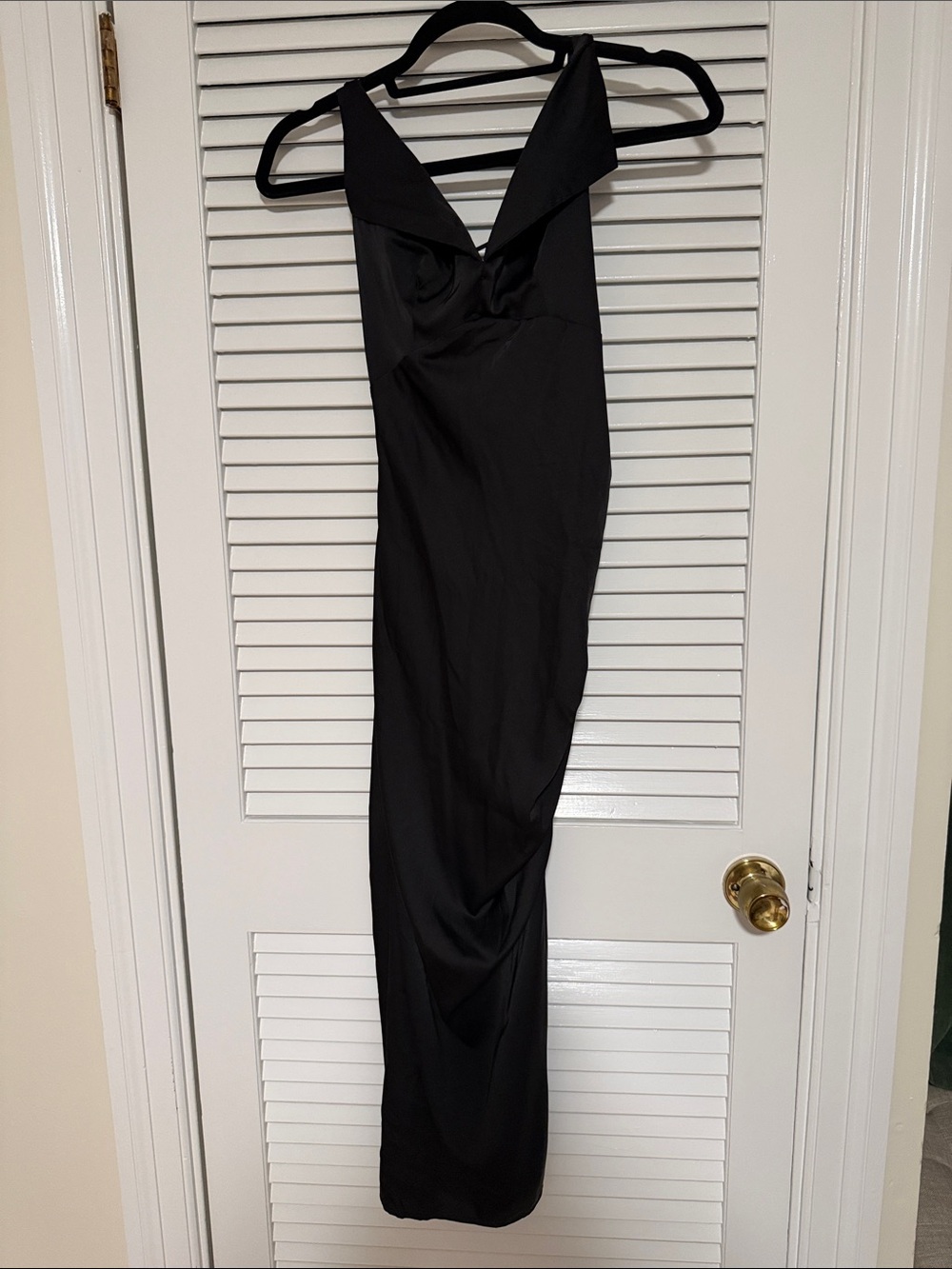 Black Maxi/Midi Dress with Folded V-Neck
